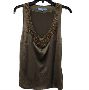 Antonio Melani Women's M Silk Blend Sequin Sleeveless Mature Blouse Side Zip